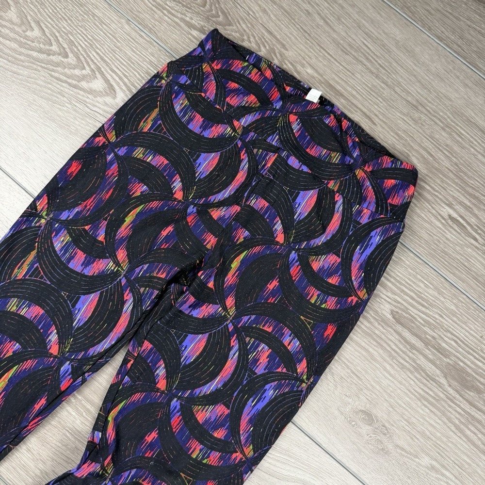 Lularoe Women's Pull On Geometric Pattern Leggings Black One Size